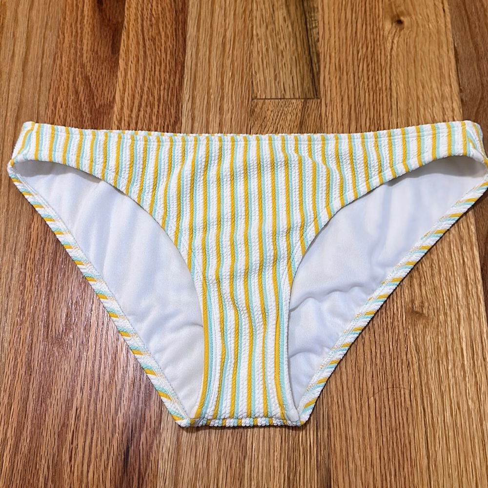 Mint,yellow,and white striped bathing suit bottoms never been worn before